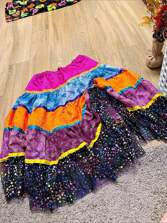 Handmade Dresses & Skirts - Esmeralda Gypsy Halloween Color Block Embellished Maxi Skirt size s/m